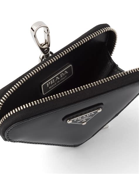 prada brushed leather mini pouch.